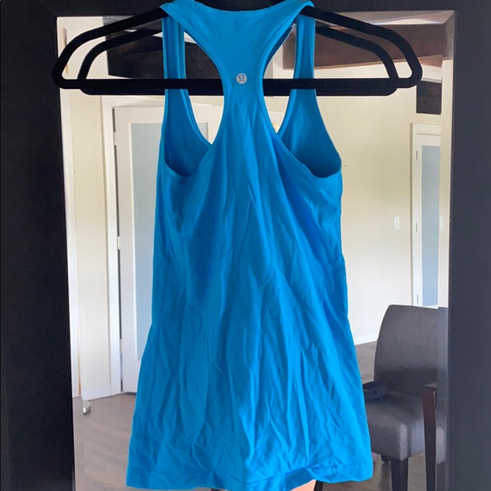 Aqua blue Lululemon Razorback tank top